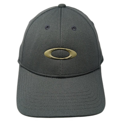 Oakley Baseball Cap Gray M Flexfit Metallic Logo Classic Mid Mesh Texture hat