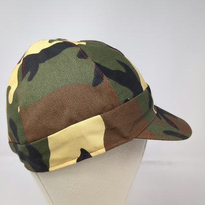 Army Cap Green One Size Reversible Camo Geometric Pattern Work Welders Soft Hat
