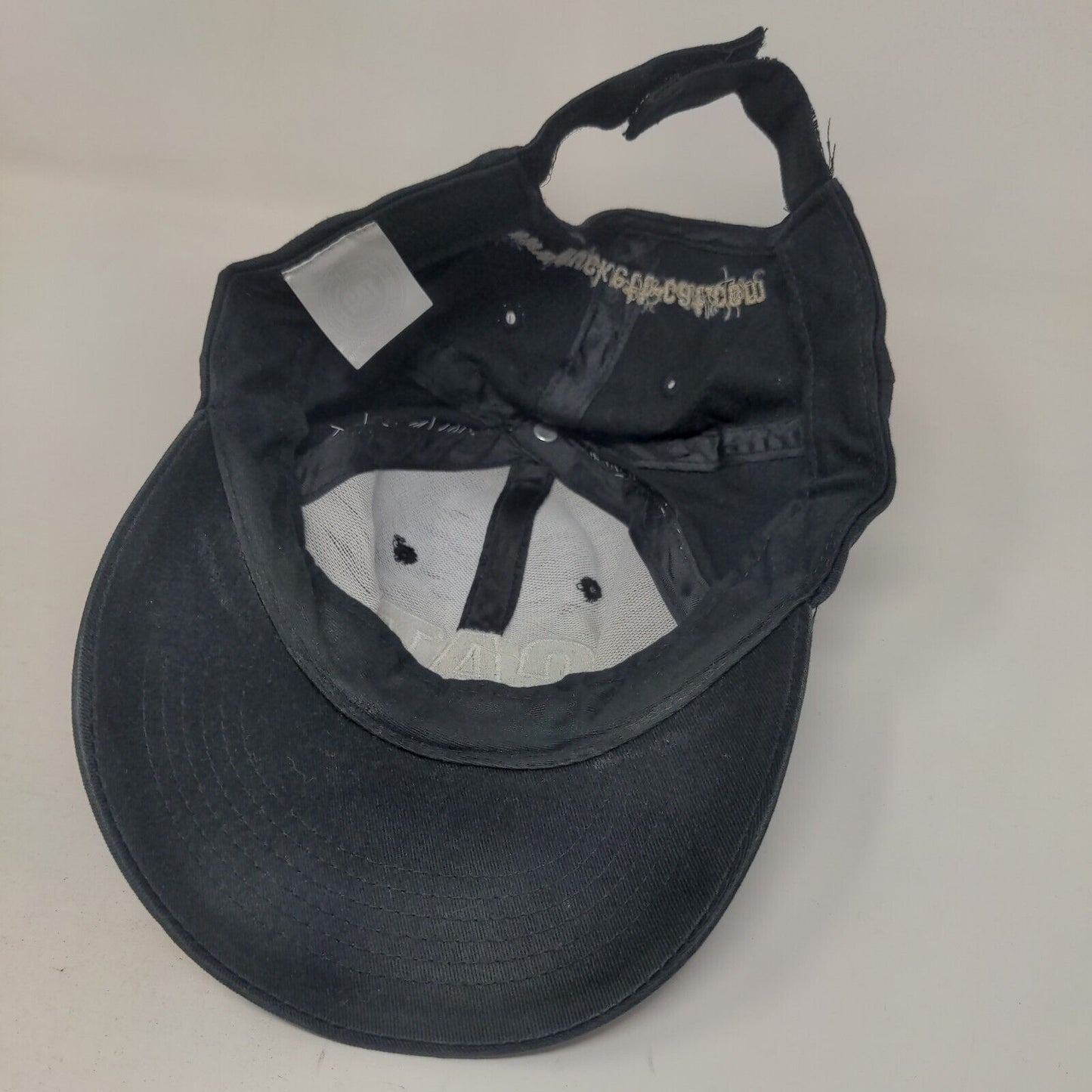 CAT Strapback Hat Black OSFM Adjustable Embroidered Vented Holes 6 Panel Cotton