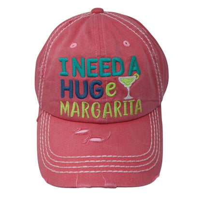 I Need A Huge Margarita Strapback Hat Pink One Size KB ETHOS Vintage