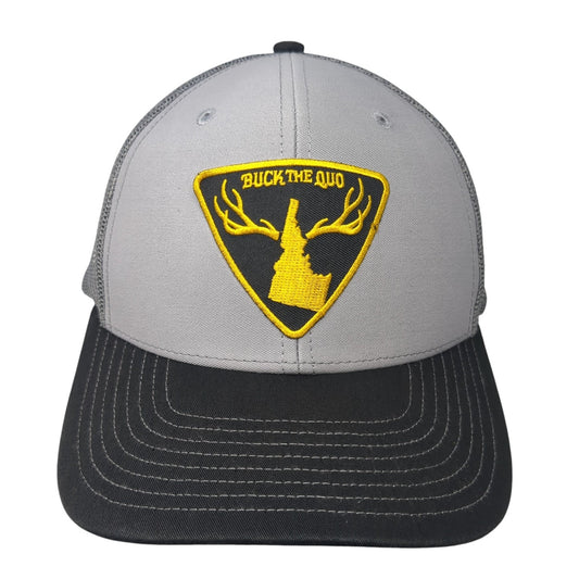 Buck the Quo Idaho Patch Snapback Trucker Hat Gray One Size Mesh Back