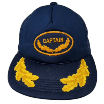 Signature Captain Yellow Scrambled Eggs Mesh Snapback Blue Trucker Hat Vintage