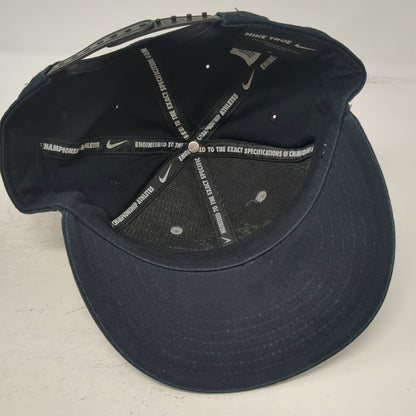 Nike Snapback Hat Blue Gray OSFM Air Swoosh Logo Flat Brim Cotton Embroidered