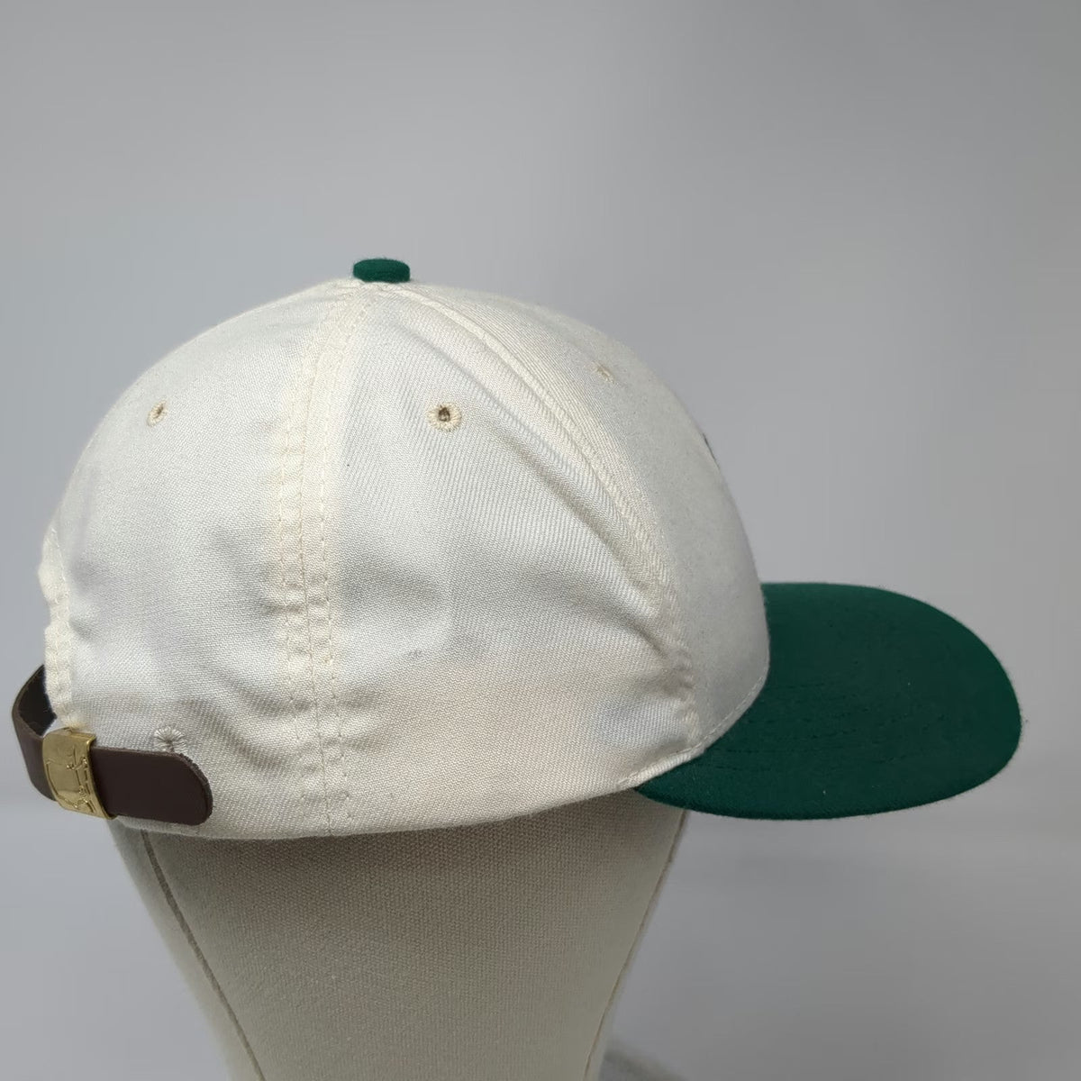 American Needle Masters Baseball Cap White Green One Size Leather Strap Hat