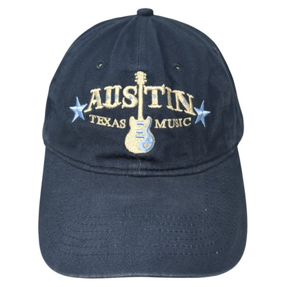 Austin Texas Music Slideback Hat Blue OS Adjustable Embroidered Port & Company