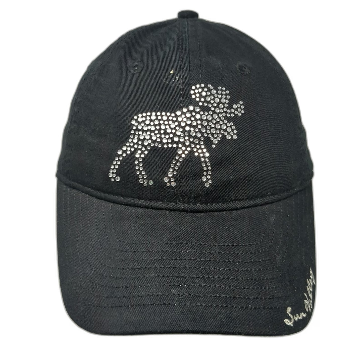 Gear for Sports Black Cap OS Silver Rhinestone Moose Sun Valley Slideback Hat