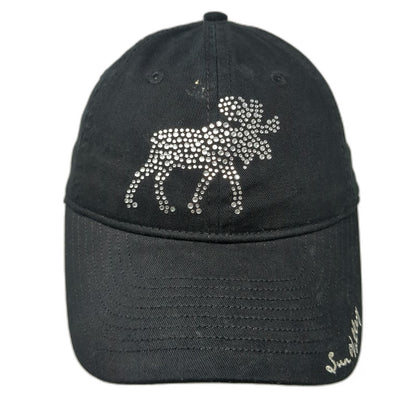 Gear for Sports Black Cap OS Silver Rhinestone Moose Sun Valley Slideback Hat