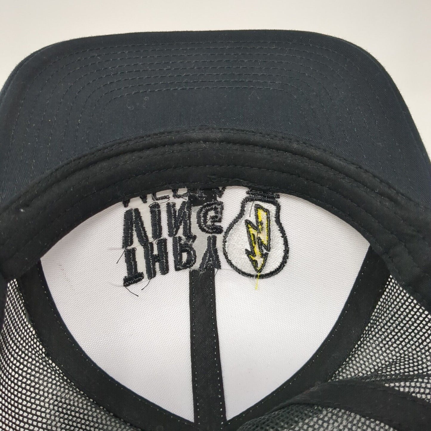 Thry Ving Media Snapback Rope Trucker Hat Black One Size Mesh Back