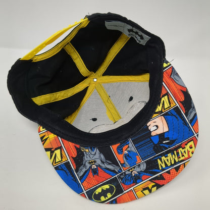 Batman Snapback Hat Black One Size Adjustable Solid 6 Panel DC Comics