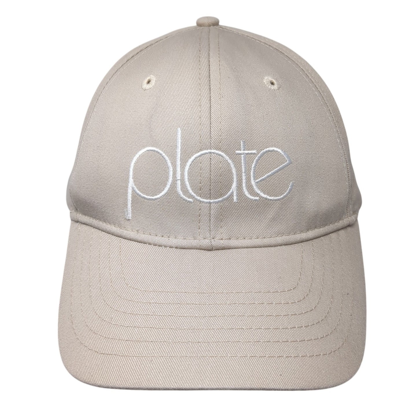 Plate Snapback Hat Beige One Size Adjustable Embroidered Vent Holes