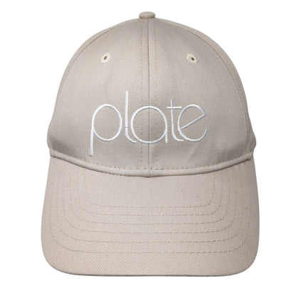 Plate Snapback Hat Beige One Size Adjustable Embroidered Vent Holes