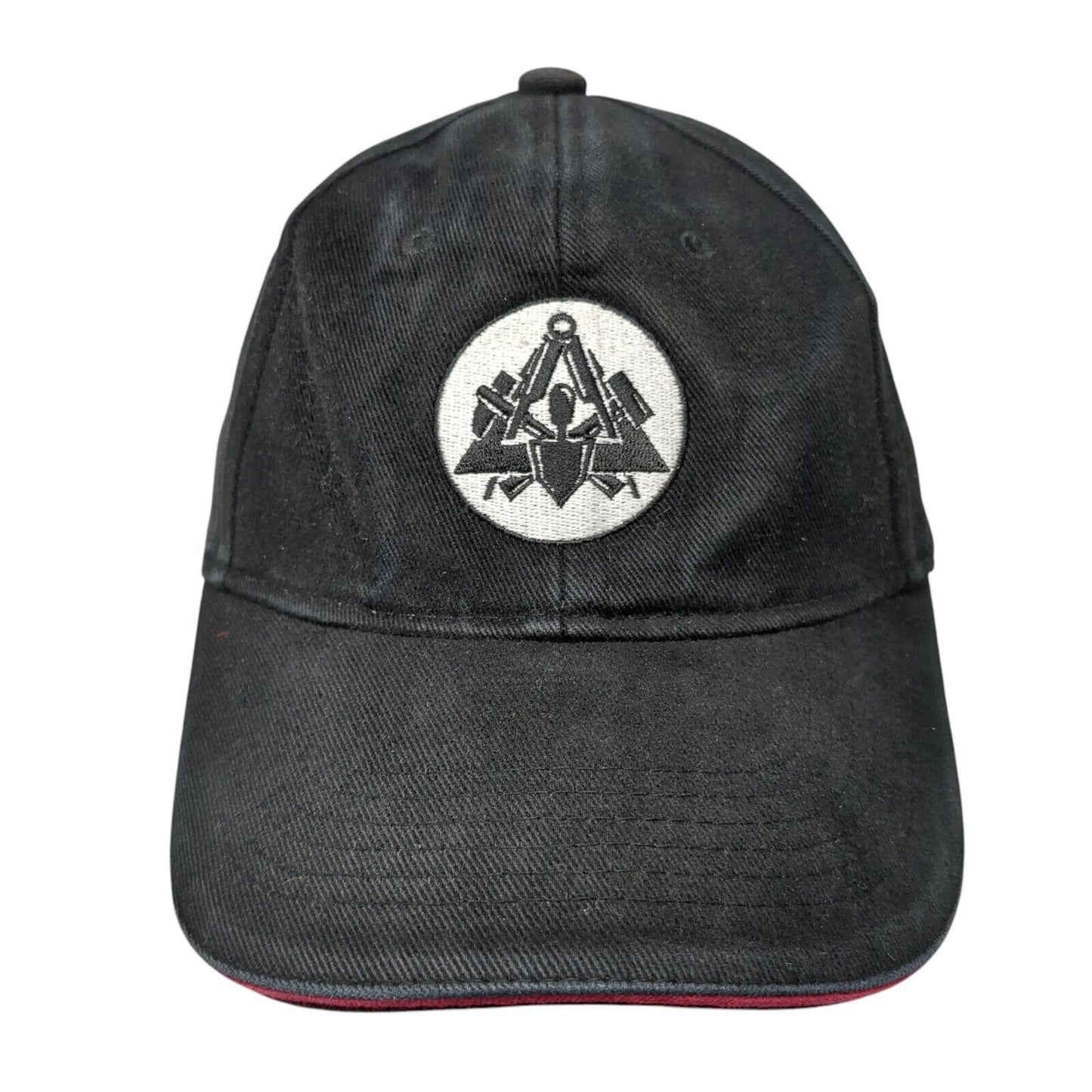 FHB Slideback Hat Black One Size Adjustable Embroidered Vented Holes 6 Panel