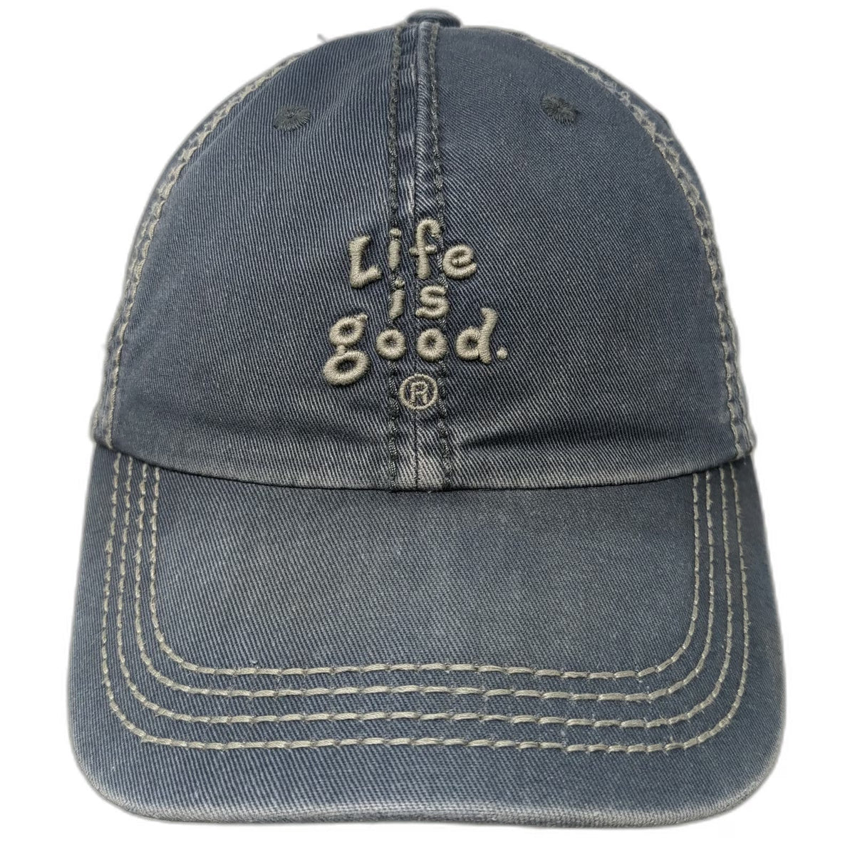 Life is Good Baseball Cap Blue One Size Contrast Stitching Washed Cotton Hat