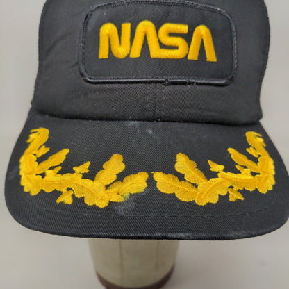 NASA Men's Snapback Mesh Back Hat Black Embroidered Scrambled Eggs Spaceport USA