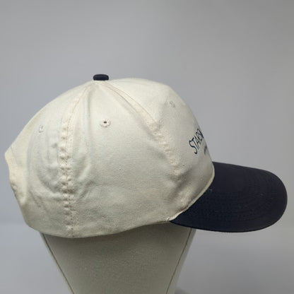 Vitronic Snapback Hat Beige One Size Stars and Stripes Newspaper Logo Blue Brim