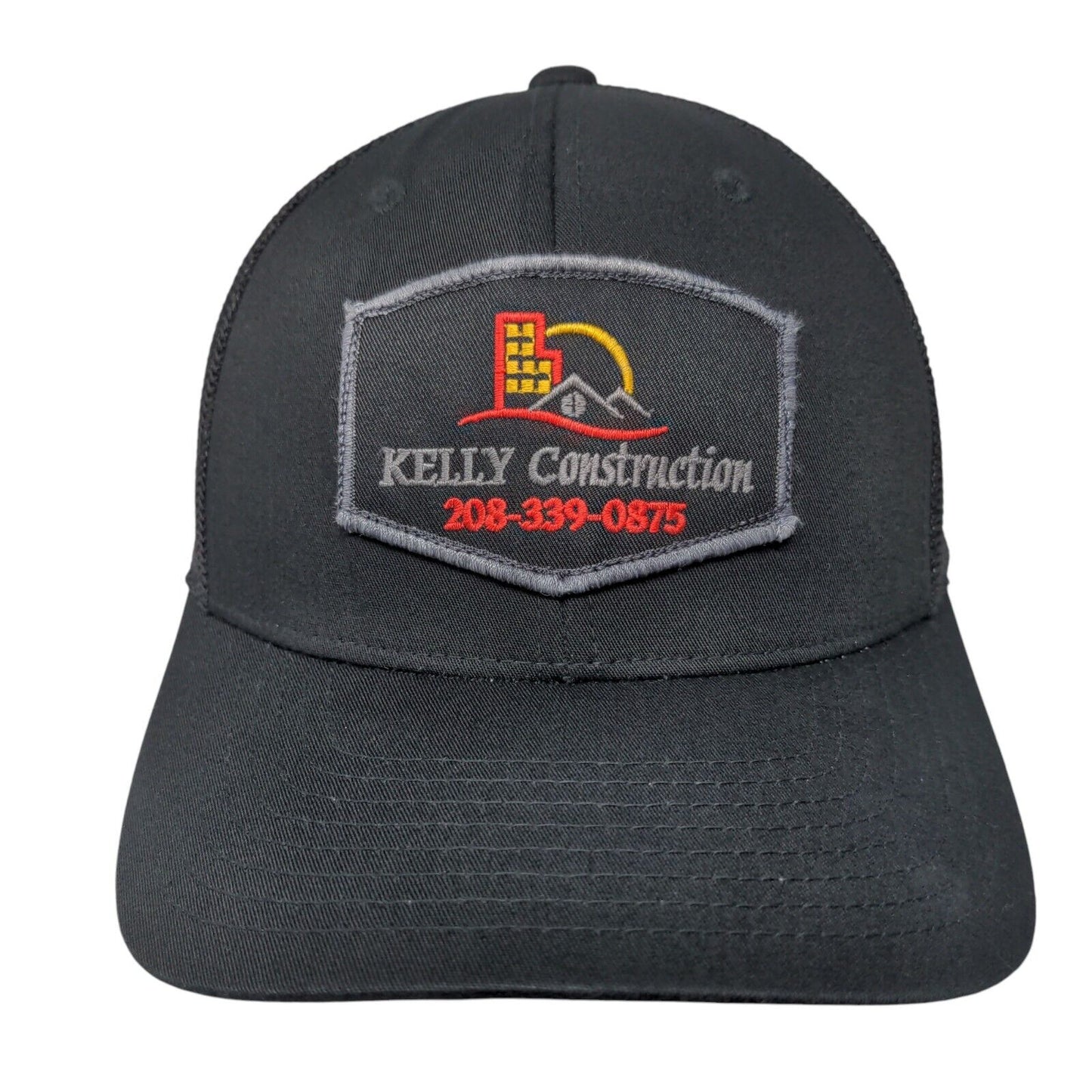 Kelly Construction 208-339-0875 Fitted Trucker Hat Black S/M Mesh Port Authority