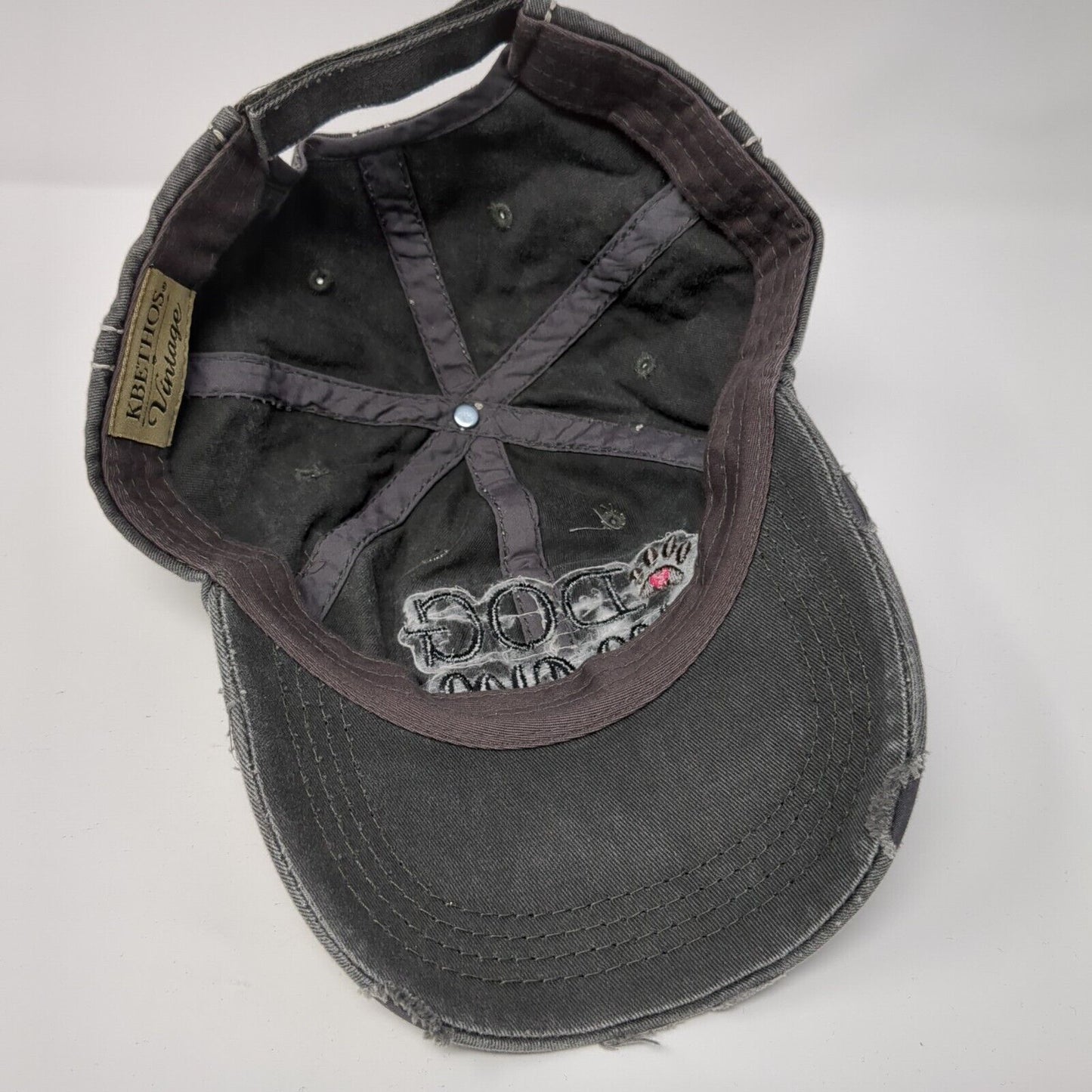 Dog Mom Strapback Hat Gray One Size Solid Distressed KB ETHOS Vintage
