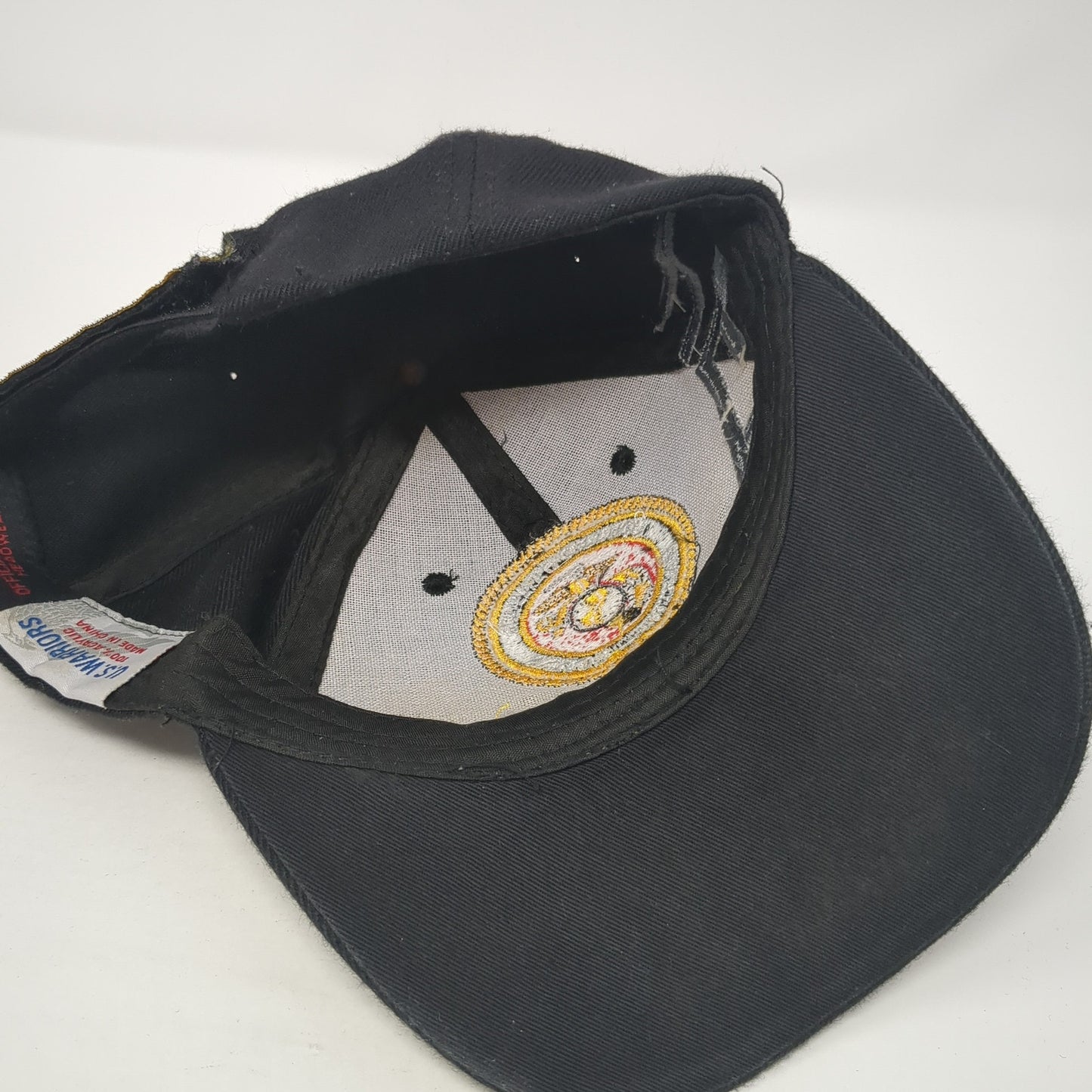 United States Veteran Marine Strapback Hat Black One Size Embroidered