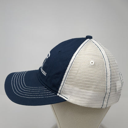 Trinity Farms Strapback Trucker Hat Blue One Size Adjustable Mesh Back District