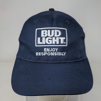 Bud Light Enjoy Responsibly Snapback Trucker Hat Blue OSFM Adjustable Mesh Back
