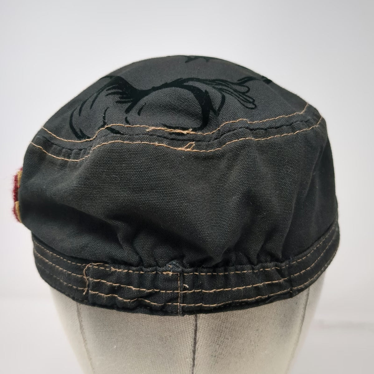 Walt Disney World Army Cap Black One Size Tinkerbell Chenille D Patch Hat Stitch
