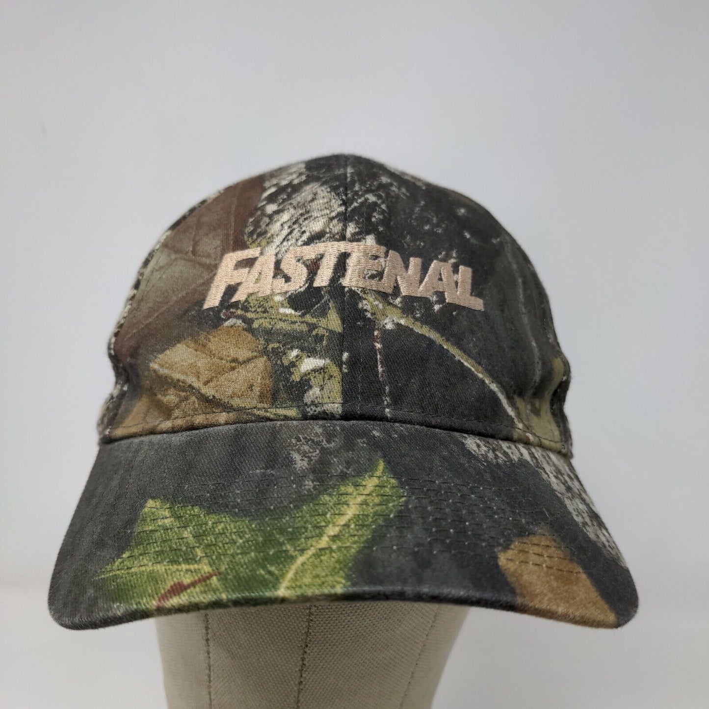 Fastenal Men's Strapback Hat Green Camo Adjustable Embroidered Logo