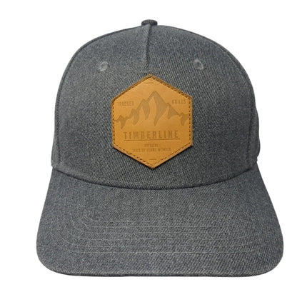 Timberline Snapback Hat Gray One Size Solid Adjustable Leather Patch