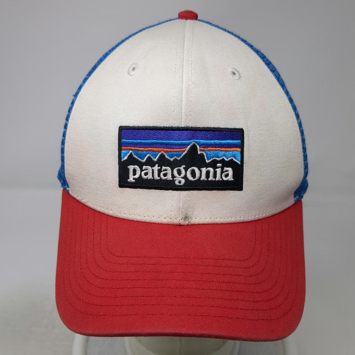 Patagonia Trucker Hat White Red Blue One Size Mesh Snapback Fitz Roy Mountain