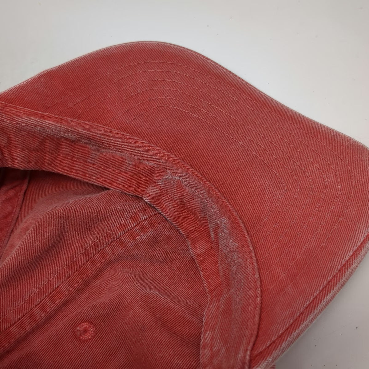 J.Crew Red Baseball Cap Made in USA Leather Strapback Washed Cotton Hat Vintage