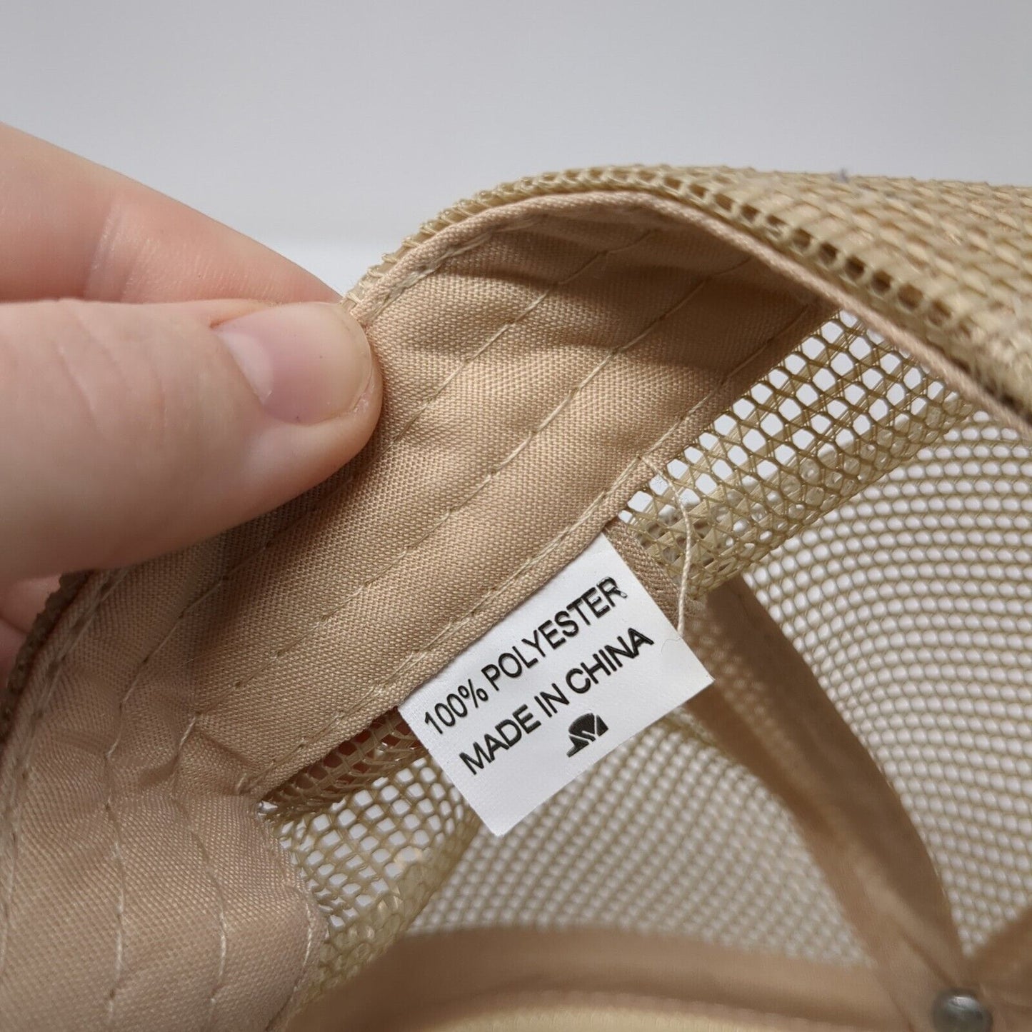 Last Chance Snapback Trucker Hat Tan OS Adjustable Embroidered Mesh Back Rope