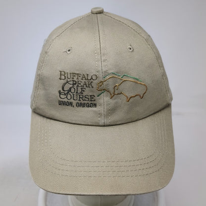 Headliner Snapback Hat Beige One Size Buffalo Peak Golf Course Union Oregon Logo
