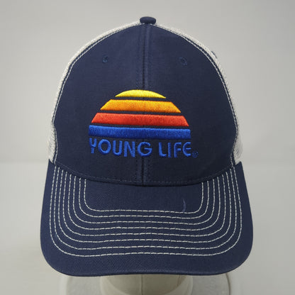 Young Life Snapback Trucker Hat Blue One Size Adjustable Mesh Back Ouray