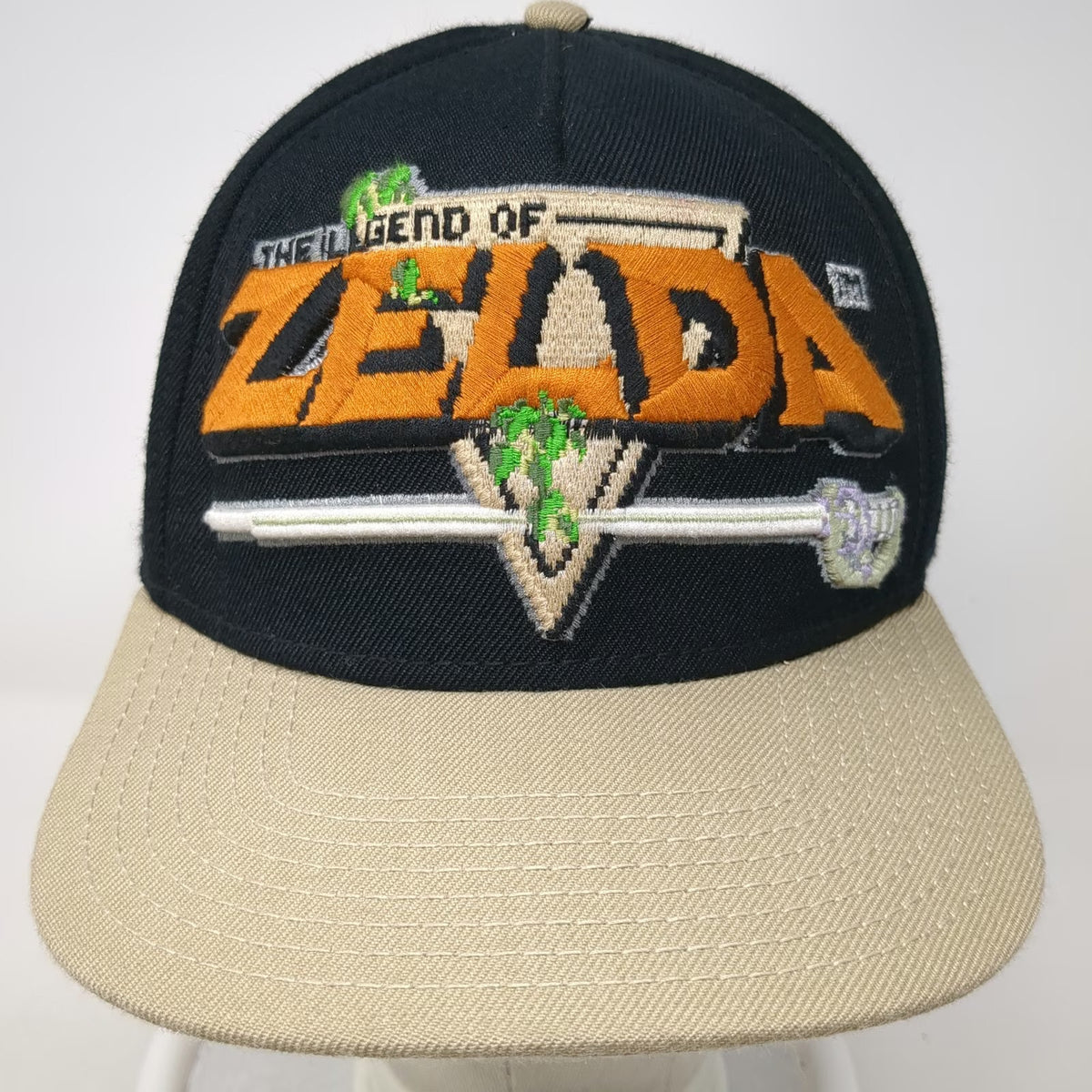 Nintendo Legend of Zelda 5 Panel Hat Black One Size Snapback Flat Brim Sword