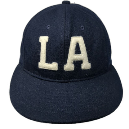 Ebbets Field Cap Blue Wool Leather Strap Green White LA Hat Vintage W/Tags
