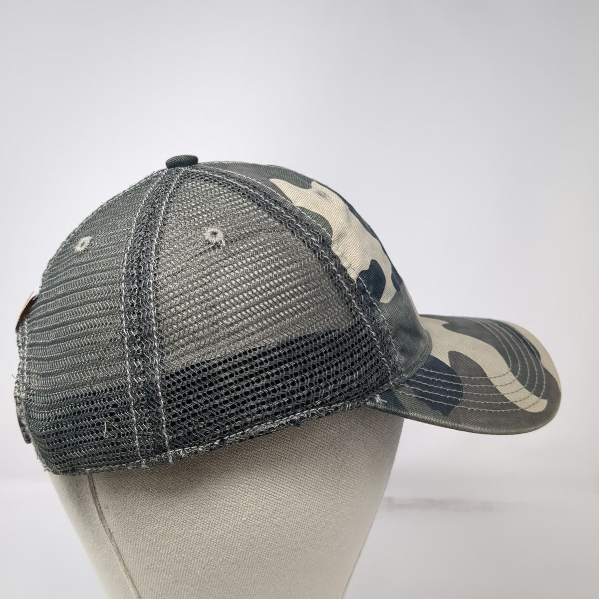 Carhartt Trucker Hat Gray Green Camo One Size Mesh Snapback Yellow Logo Outdoor