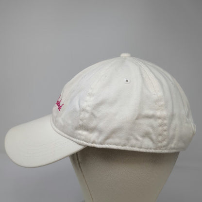 OC Sea Island Hat Baseball Cap White One Size Pink Script Embroidery Strap