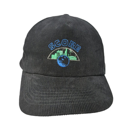 Score Snapback Hat Black One Size Adjustable Corduroy Embroidered