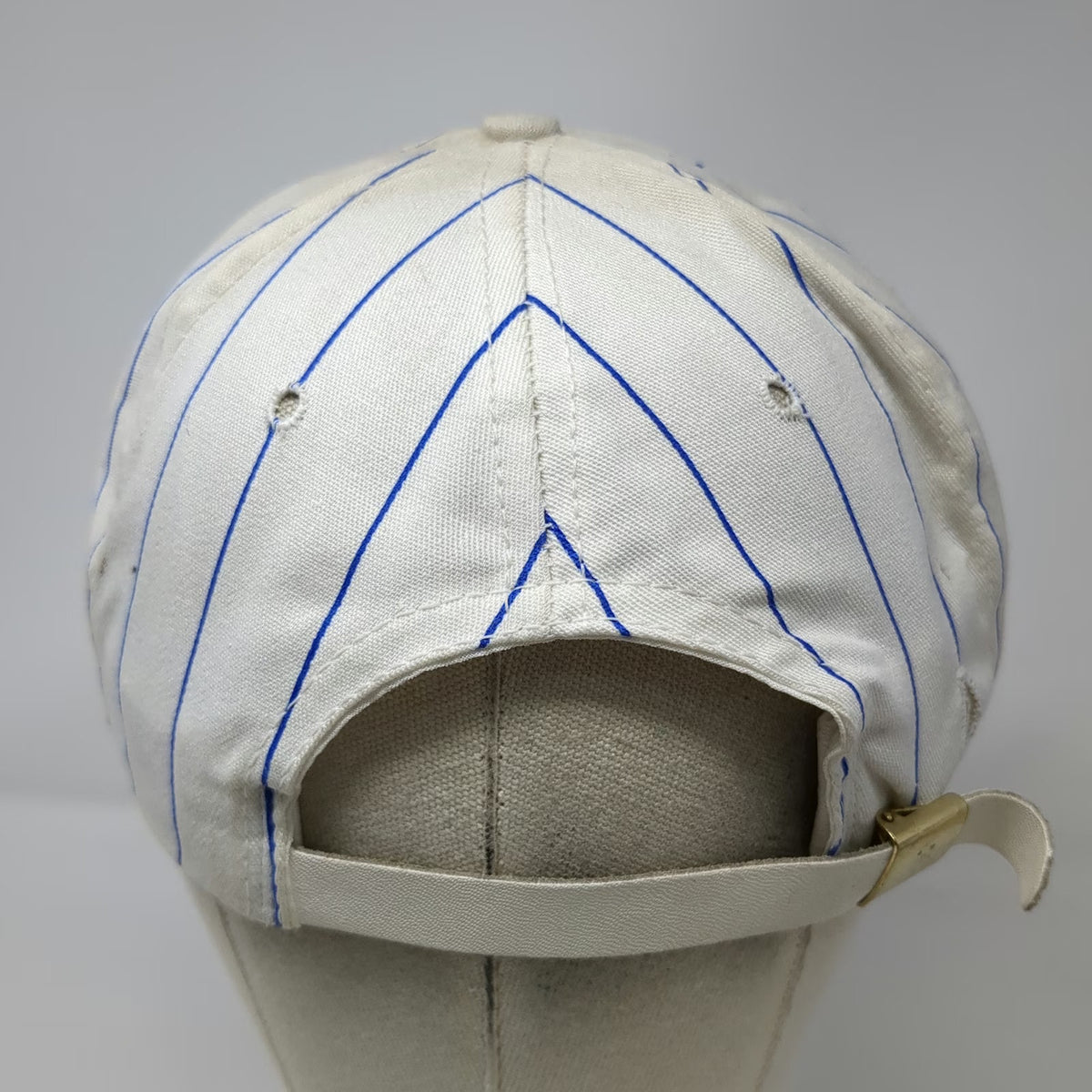 Maxfli 5 Panel Hat White Blue One Size Pinstripe Rope Golf Slideback Cotton USA