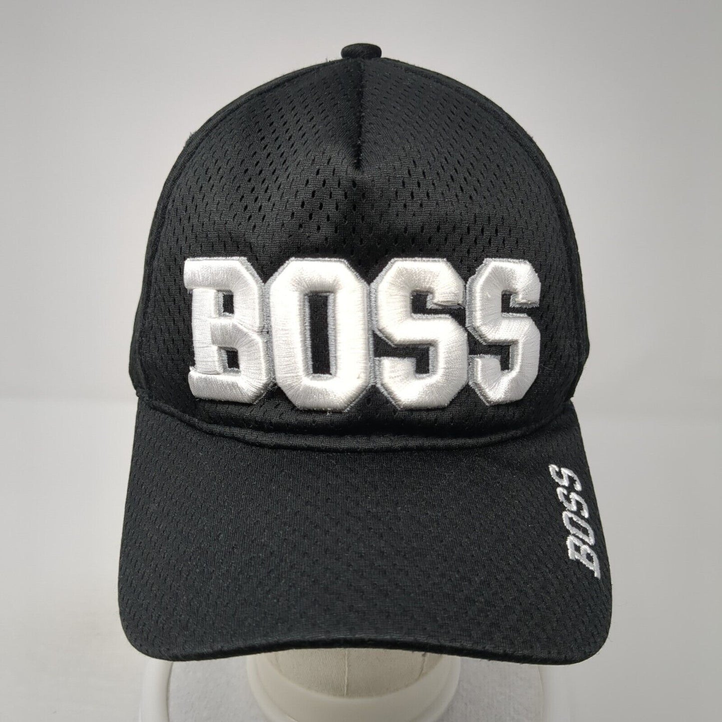 BOSS Strapback Baseball Cap Black OS Adjustable Embroidered Augusta Sportswear