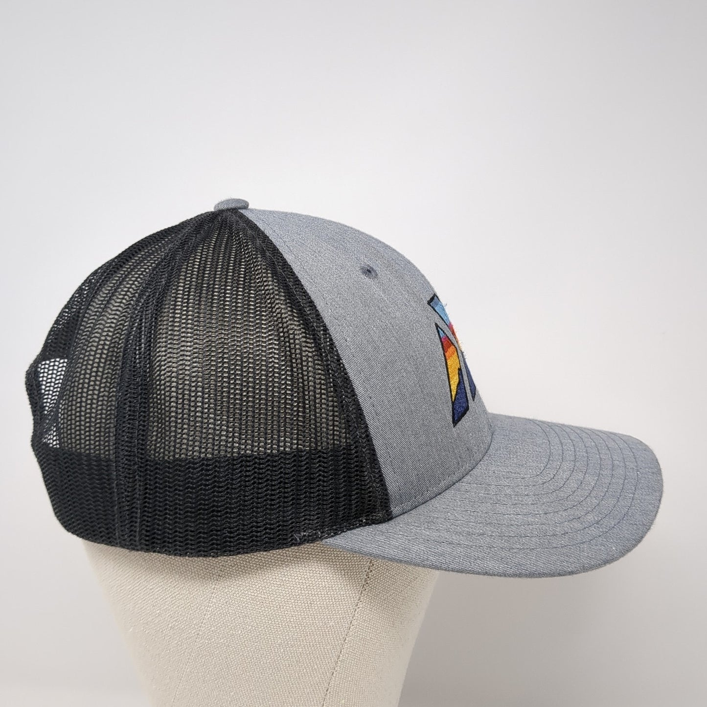 Mountain Snapback Trucker Hat Gray Large Adjustable Mesh Back Richardson