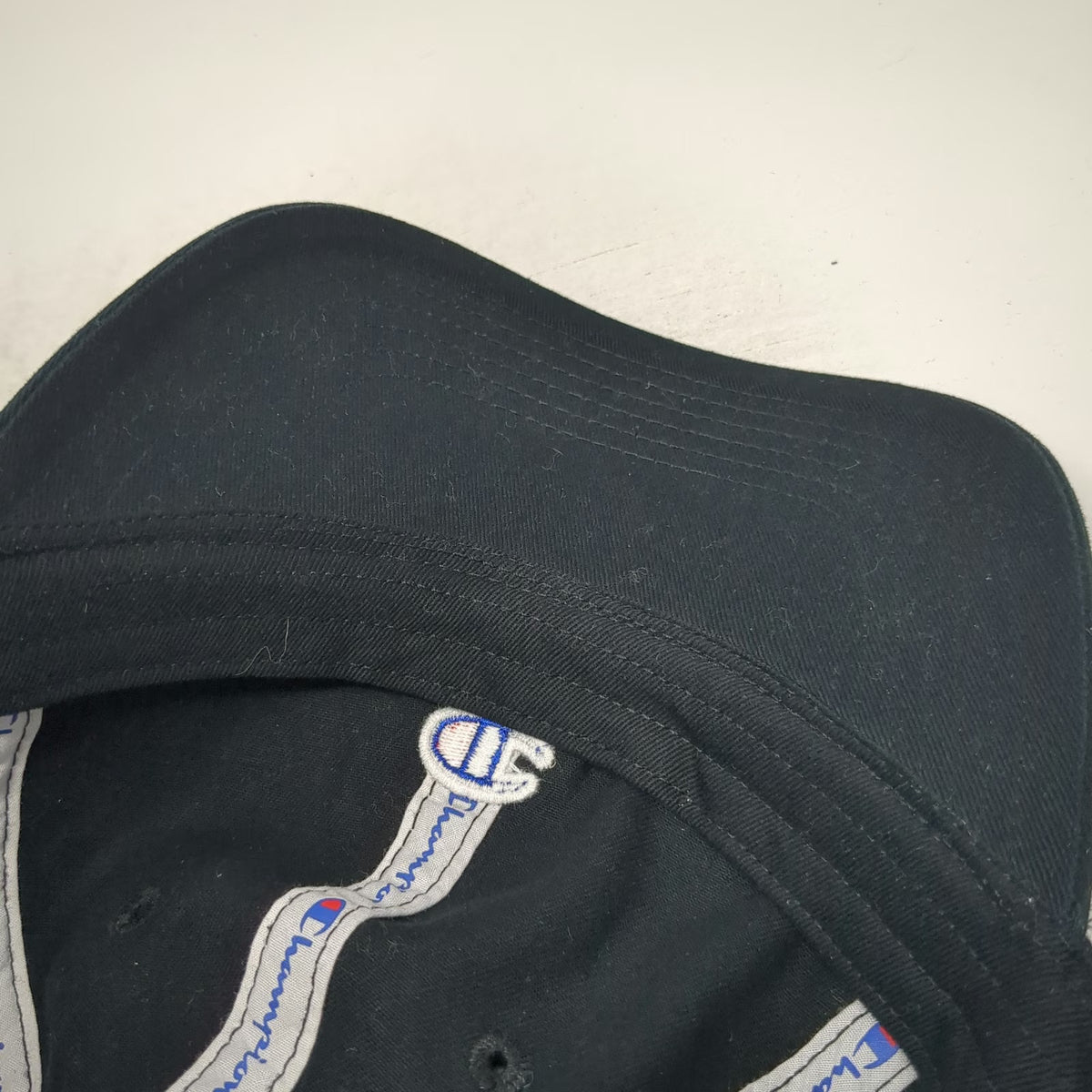 Champion Baseball Cap Black One Size Embroidered Logo Cotton Slideback Strap Hat
