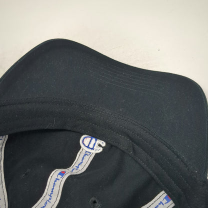 Champion Baseball Cap Black One Size Embroidered Logo Cotton Slideback Strap Hat