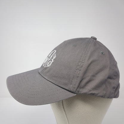 Monogram Slideback Baseball Cap Gray One Size Adjustable Embroidered 6 Panel