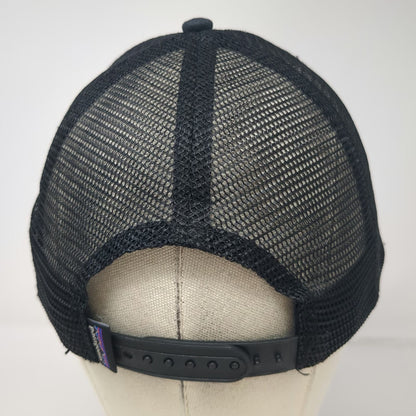 Patagonia Trucker Hat Black One Size Mesh Snapback Fitz Roy Mountain Patch
