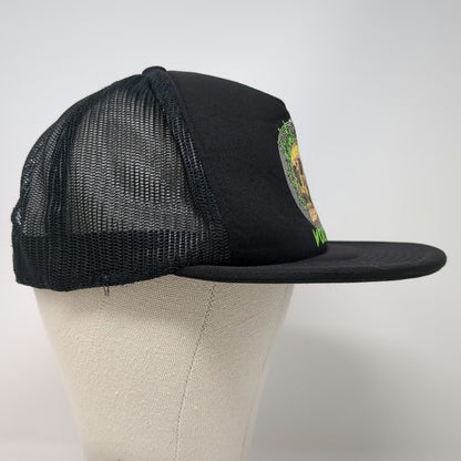 Volcom Trucker Hat Black One Size Skull Graphic Mesh Back Flat Brim Snapback