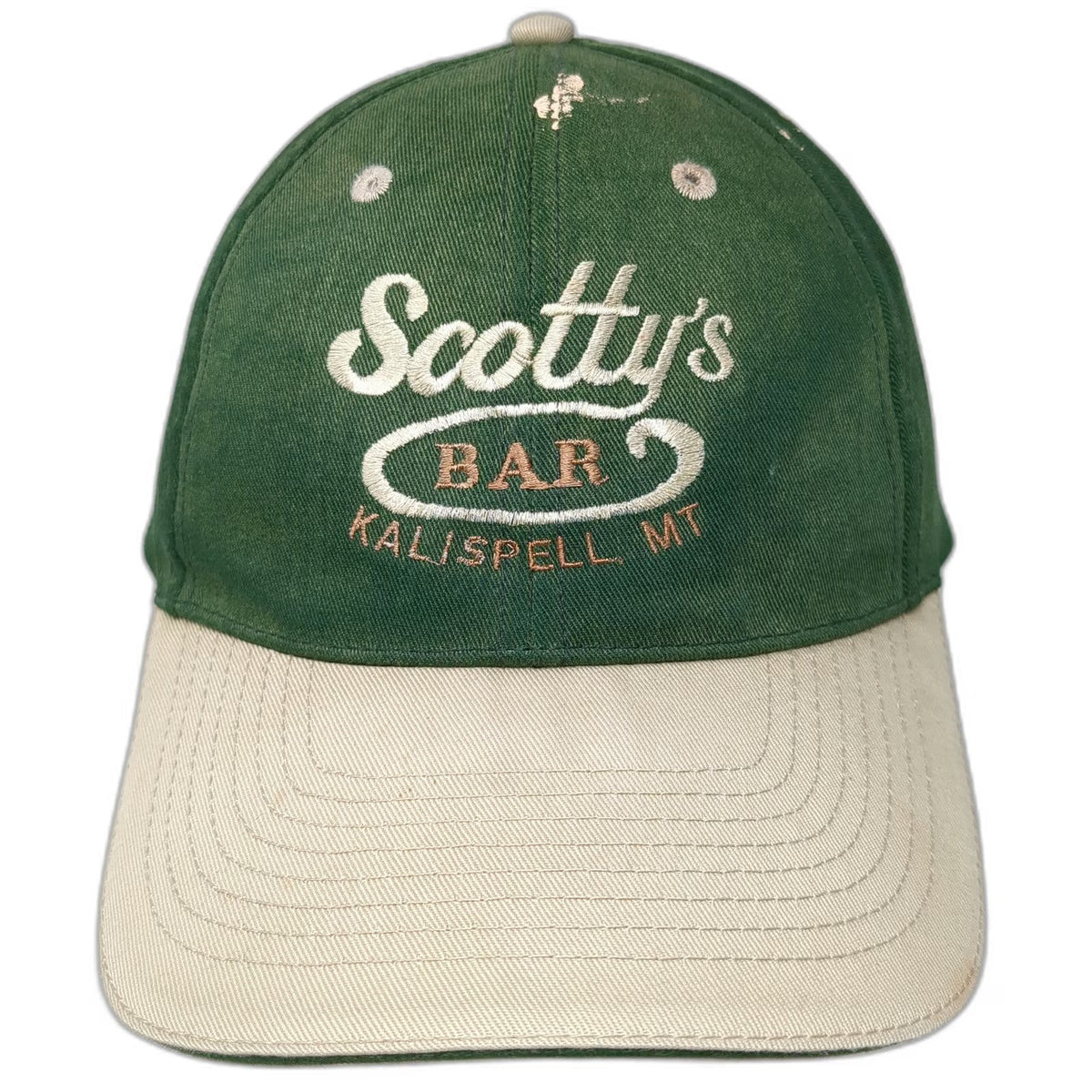 OTTO Green Beige One Size Baseball Cap Hat Scotty's Bar Kalispell MT Strapback
