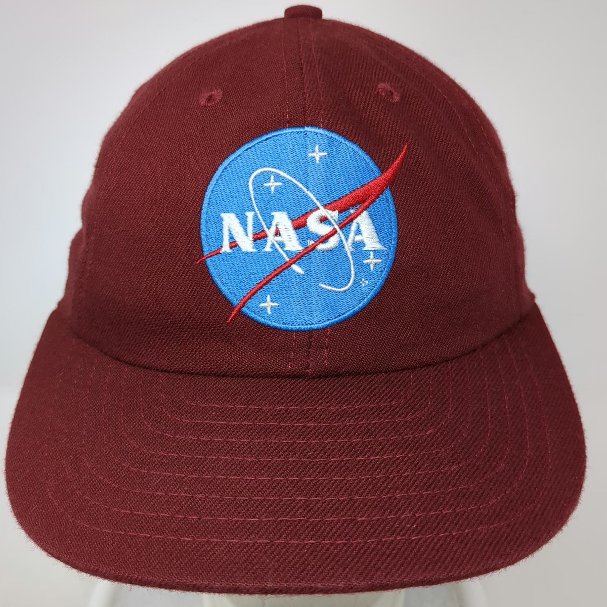 NASA Meatball Logo Baseball Cap Red One Size Leather Strapback Made in USA Hat
