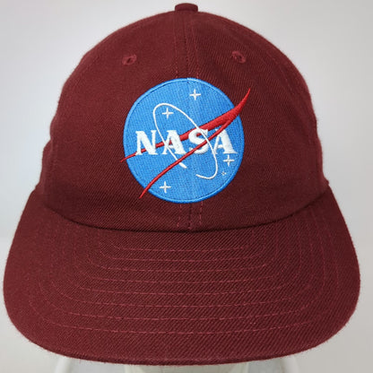 NASA Meatball Logo Baseball Cap Red One Size Leather Strapback Made in USA Hat