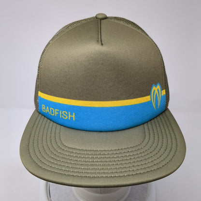 Badfish Snapback Mesh Back Trucker Hat Green One Size Solid Outdoor