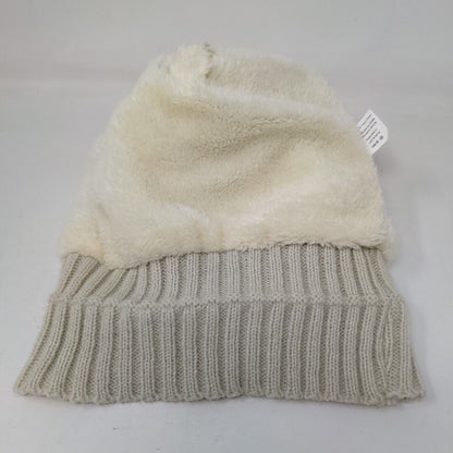 Britt's Knits Beanie Hat Cream One Size Hand Knitted Faux Fur Pom Pom